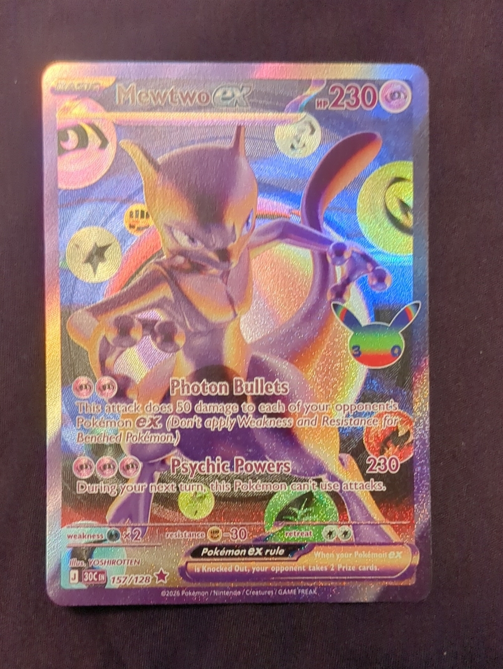 Mewtwo ex Holographic Trading Card - Rainbow Foil